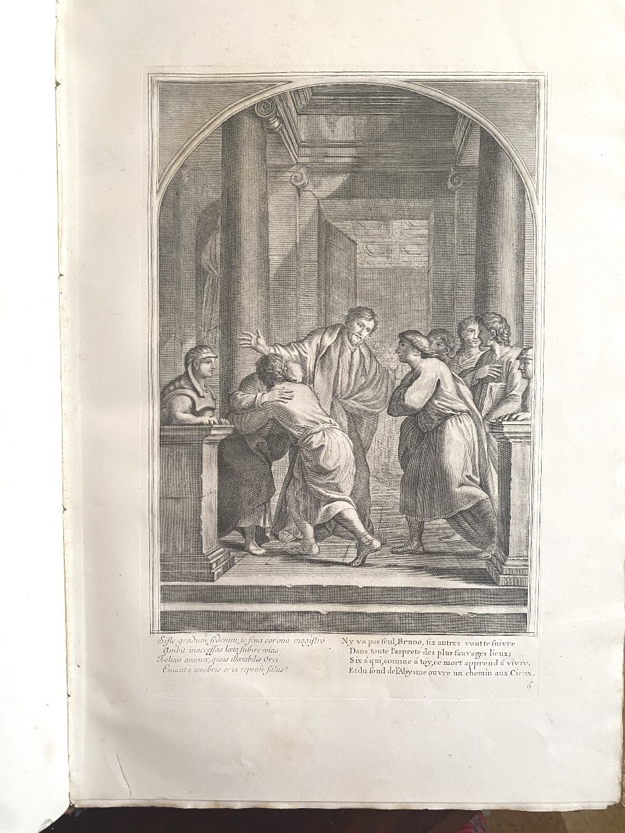  Engraved Artwork After Eustache Le Sueur: "the Life Of St. Bruno" Folio By Chavuau, 18th Century-photo-4