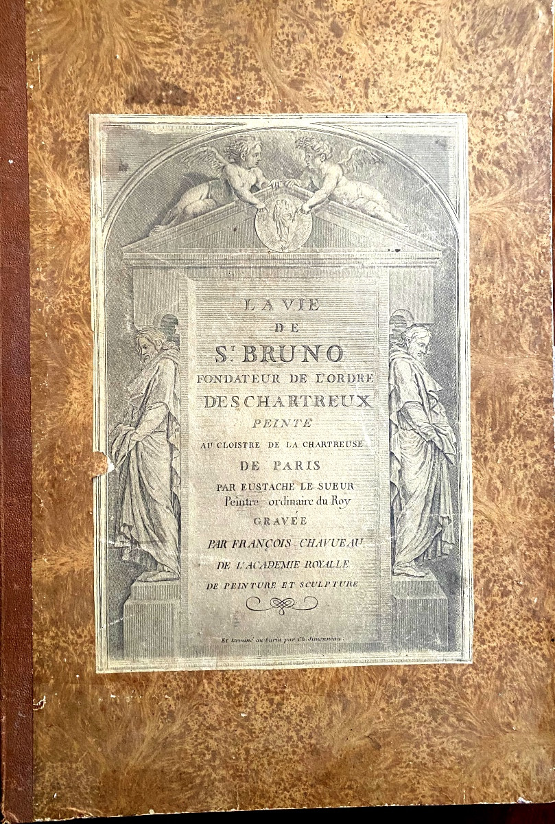  Engraved Artwork After Eustache Le Sueur: "the Life Of St. Bruno" Folio By Chavuau, 18th Century