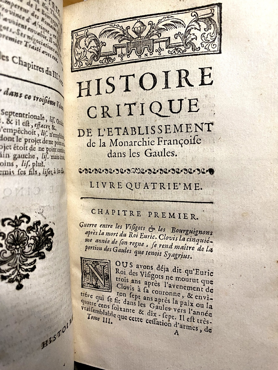Tome 3 &4 de l'Histoire de l'établissement de la Monarchie Française dans les Gaules . Dubos 18-photo-4