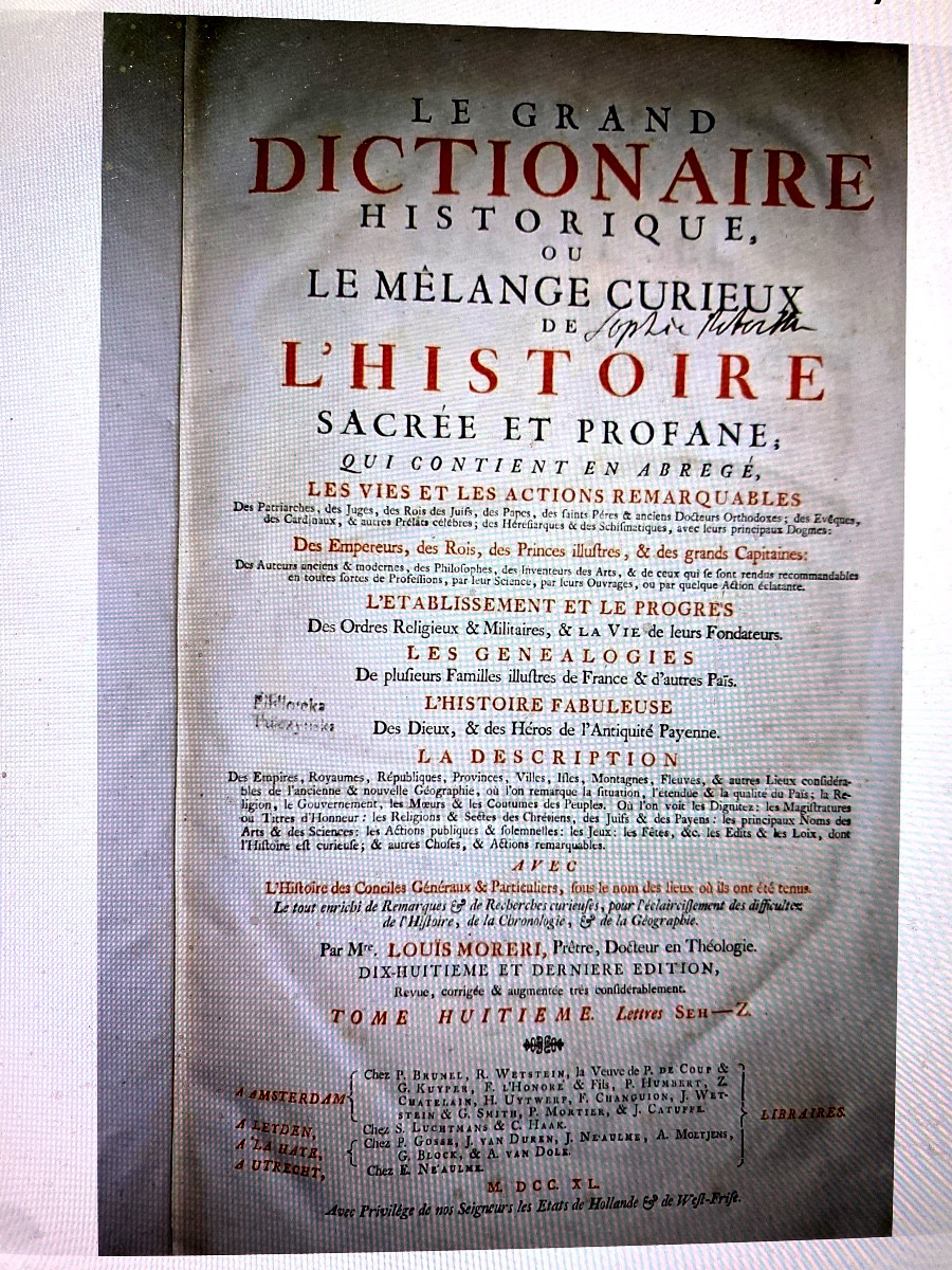 "the Great Historical Dictionary" Or The Curious Mixture Of Sacred And Secular History, 8 Vols. -photo-2
