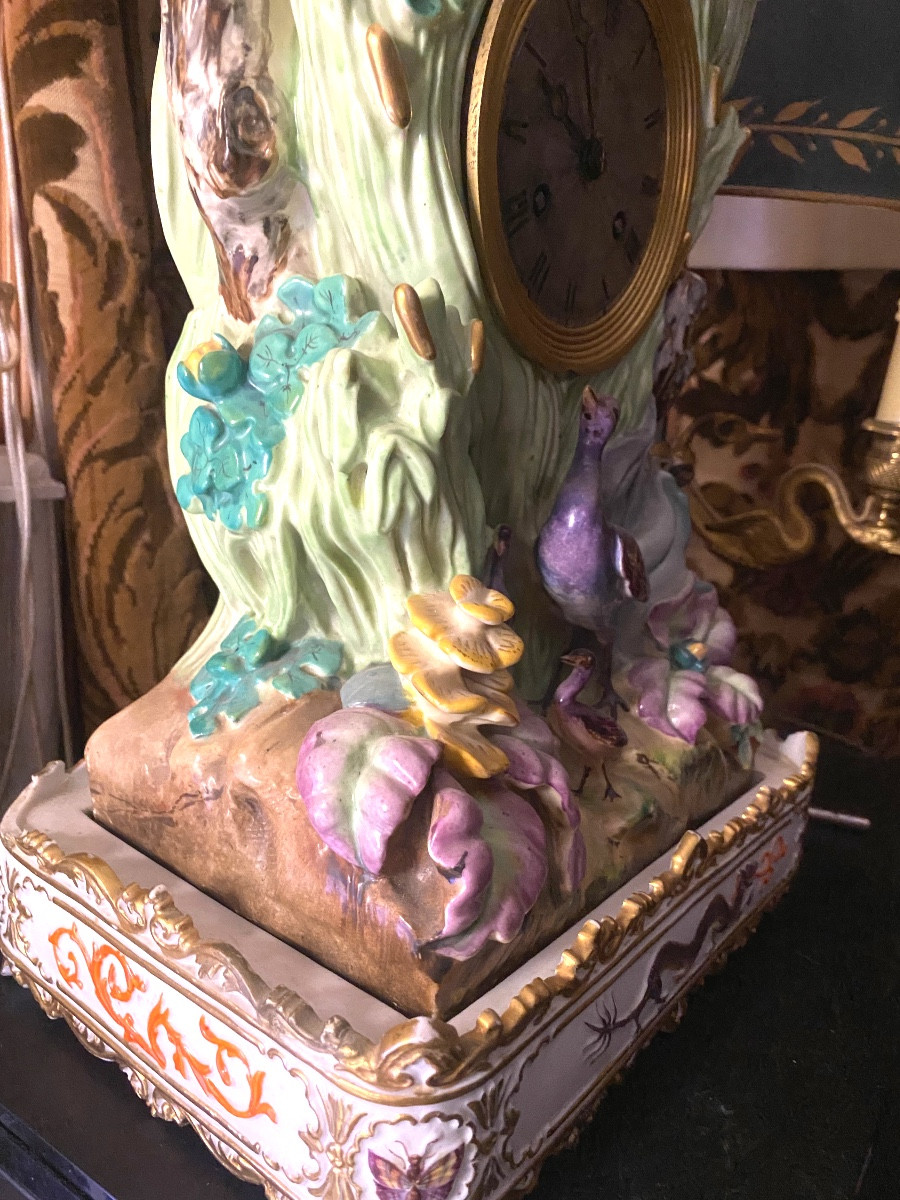 Beautiful Charles X Decorated Porcelain Clock "the Chi Nois Hunter" Attributed To Jacob Petit. -photo-2