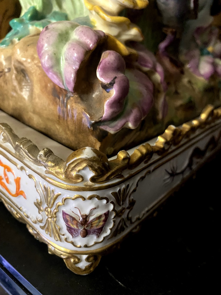 Beautiful Charles X Decorated Porcelain Clock "the Chi Nois Hunter" Attributed To Jacob Petit. -photo-3