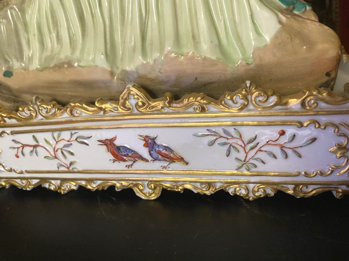 Beautiful Charles X Decorated Porcelain Clock "the Chi Nois Hunter" Attributed To Jacob Petit. -photo-6