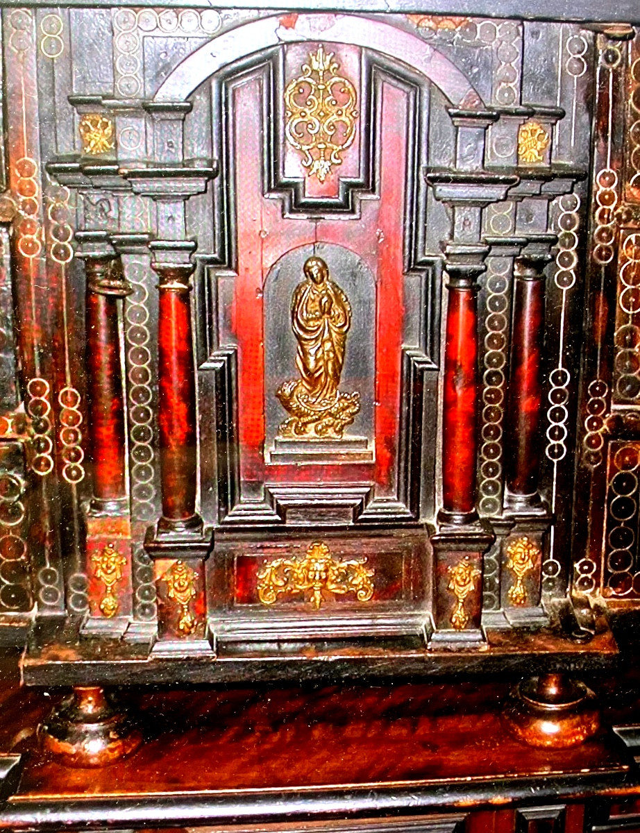   Cabinet en écaille de tortue de Voyage Italien du XVIIème siècle Renaissance et son piètement-photo-5