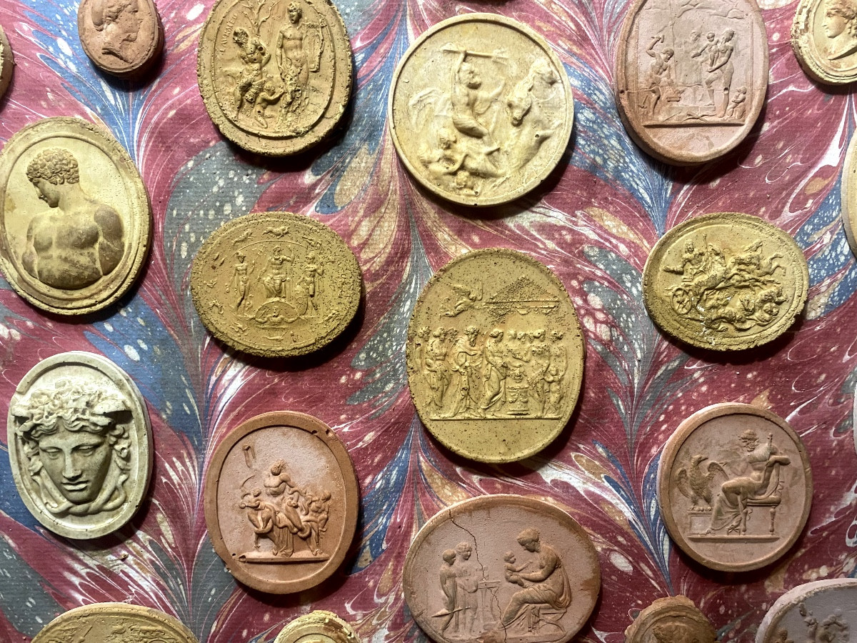  Beautifully Framed, 19th-century Italian Terracotta Cameo Prints Of Ancient Gods & Goddesses-photo-2