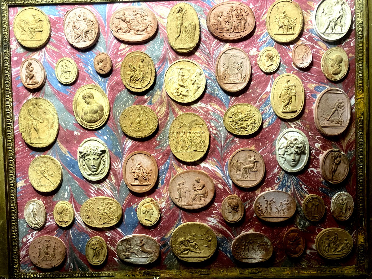  Beautifully Framed, 19th-century Italian Terracotta Cameo Prints Of Ancient Gods & Goddesses-photo-4