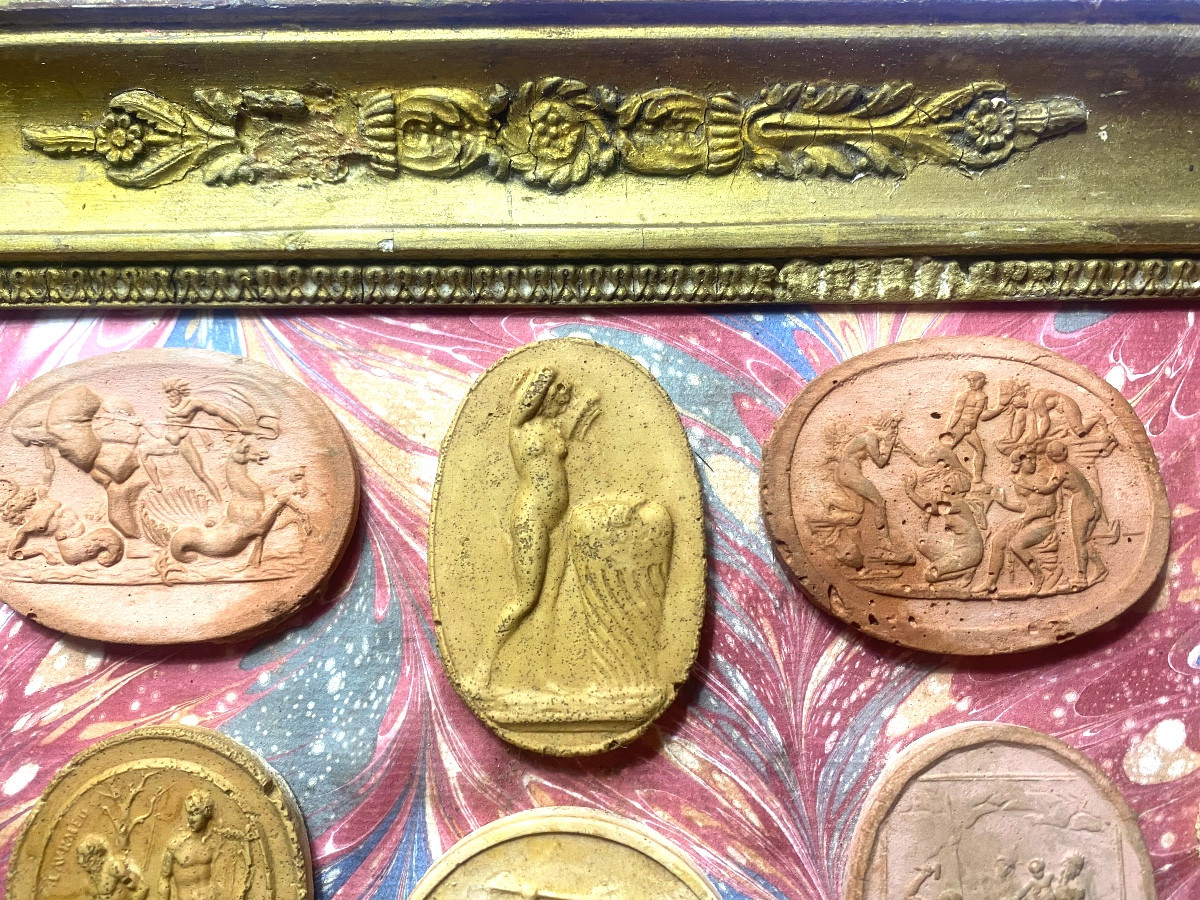  Beautifully Framed, 19th-century Italian Terracotta Cameo Prints Of Ancient Gods & Goddesses-photo-5