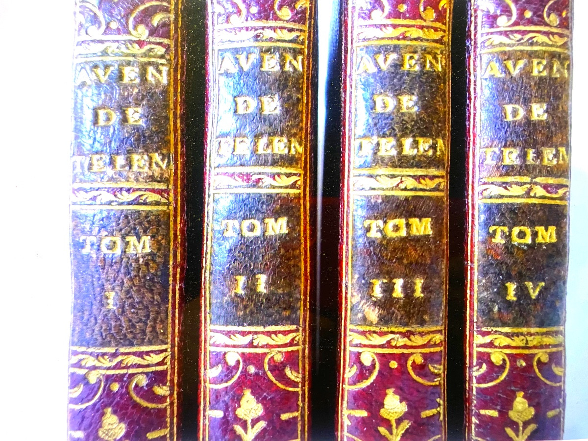 4 Volumes, Red Morocco: Didot The Elder, "the Adventures Of Telemachus, Son Of Ulysses," By F.m. Fénelon-photo-4