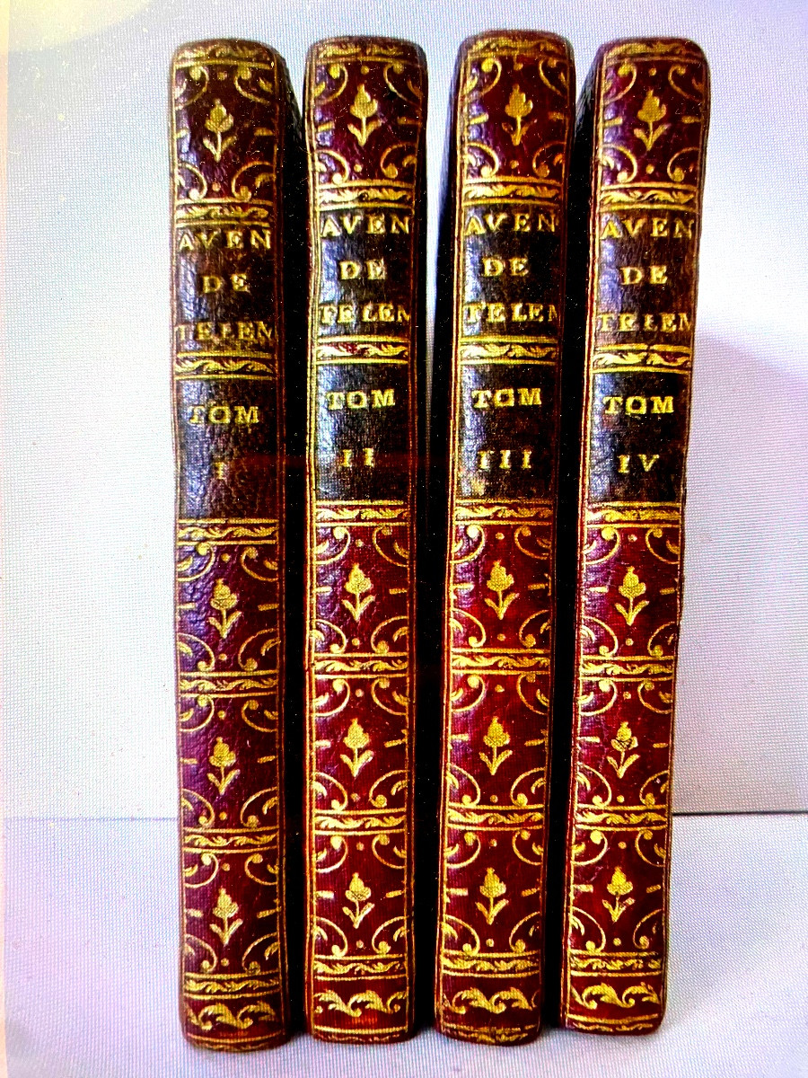 4 Volumes, Red Morocco: Didot The Elder, "the Adventures Of Telemachus, Son Of Ulysses," By F.m. Fénelon-photo-4