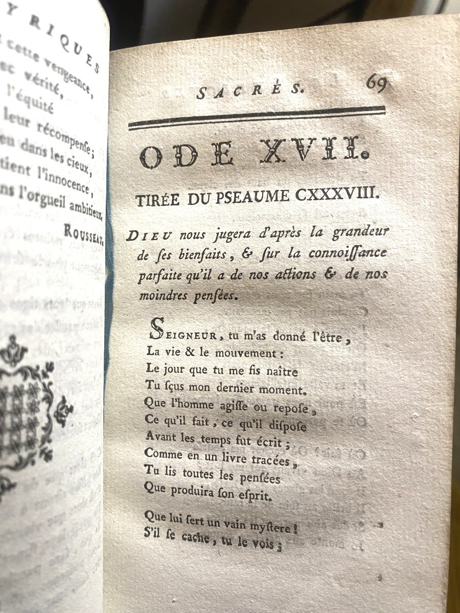 Book With The "arms Of Jouffroy De Gonsans": In 16: "the Sacred Lyric Poems", A Orléans. 1774.-photo-5