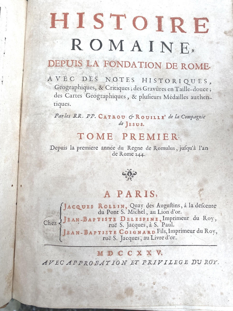 Rare Series Of 21 Volumes; Quarto, Illustrated With Roman History & The Emperors, 1725. Catrou & Rouille-photo-3