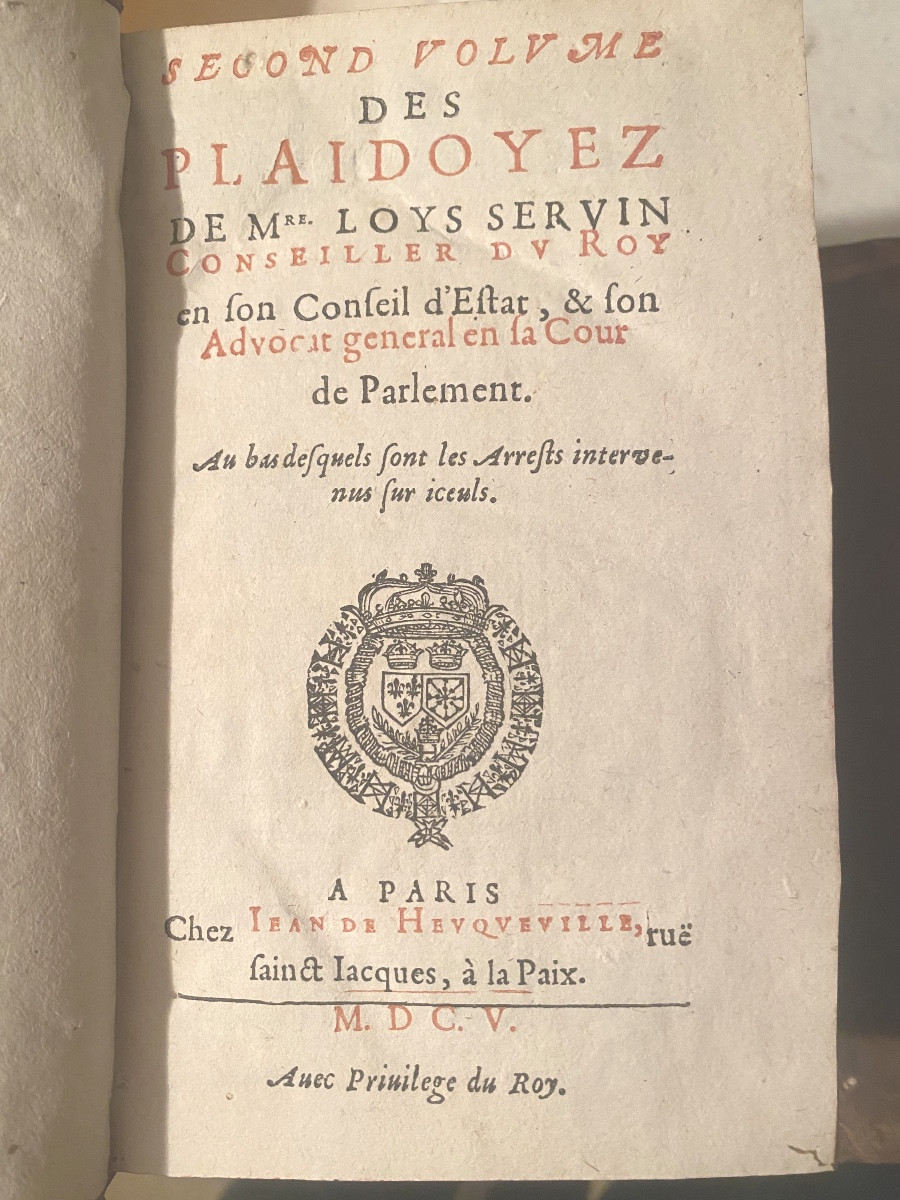 Rare Set Of Three-volume Pleadings By Louis Servin, Dating From The Reign Of Henry Iv.-photo-3