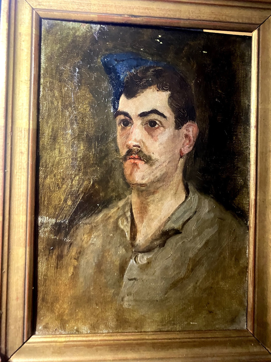 Portrait Of A Young Soldier In A Cap By M. Cuillière In Toulouse, Student Of Delacroix, Circa 1905-photo-3