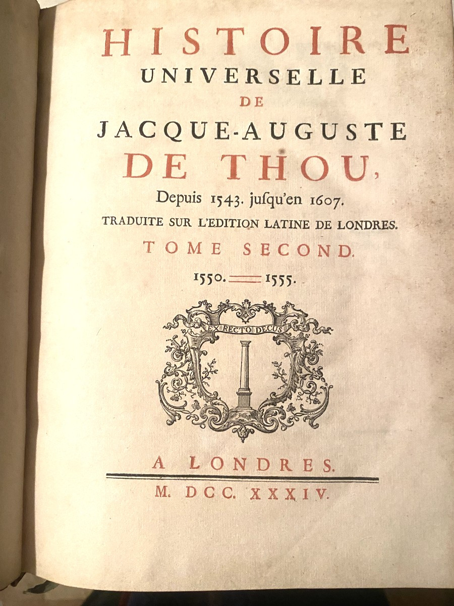 16 Volumes In Quarto, "universal History Of Jacques-auguste De Thou", London 1734, From 1543 To 1607-photo-3