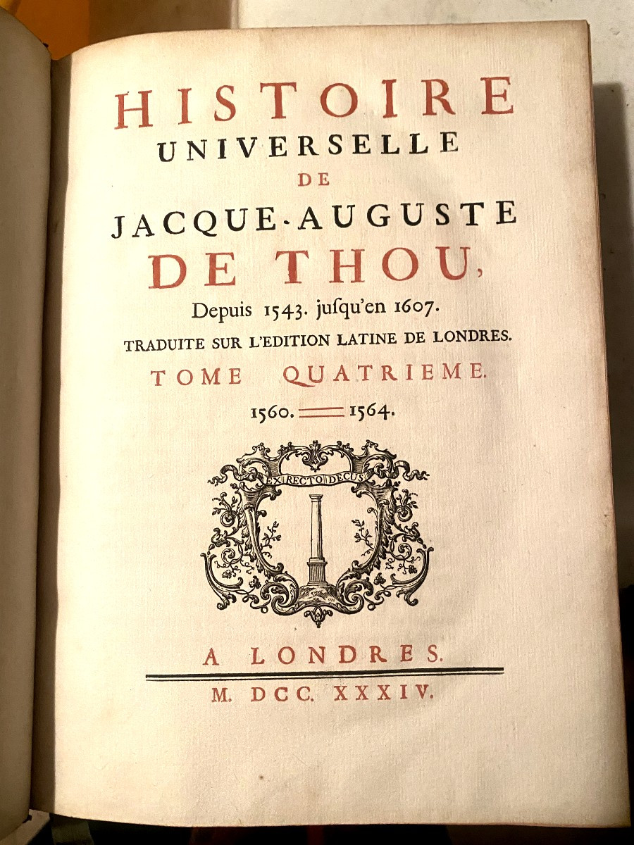 16 Volumes In Quarto, "universal History Of Jacques-auguste De Thou", London 1734, From 1543 To 1607-photo-3