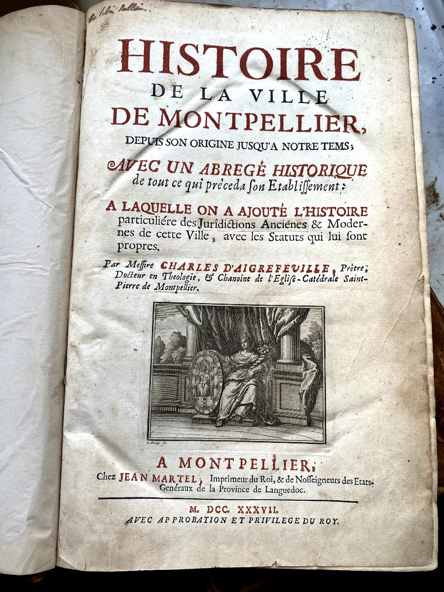2 Folio Volumes, 1739 "history Of The City Of Montpellier" From Its Origin To The Present Day-photo-3