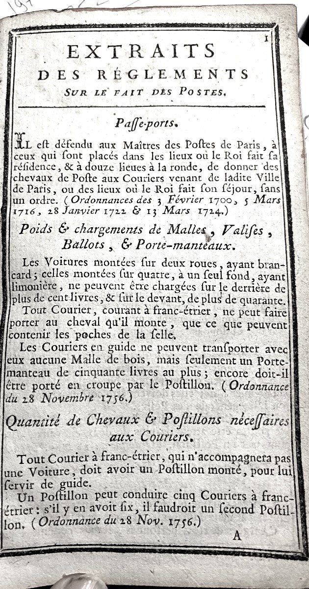 Précieux! pour qui aime la Poste "Liste Générale des Postes de France pour l'année 1773" I Vol.-photo-3