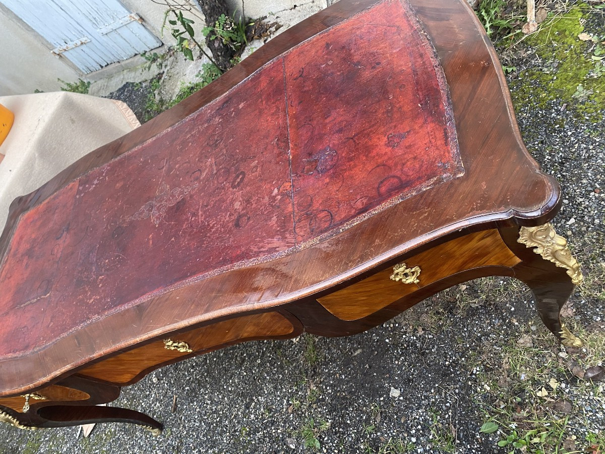 Large Louis XV Minister's Desk Signed Boudin, In Rosewood And Palisander Marquetry, 18th Century-photo-3