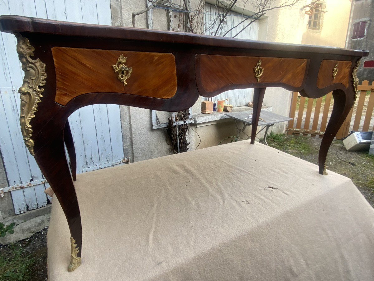 Large Louis XV Minister's Desk Signed Boudin, In Rosewood And Palisander Marquetry, 18th Century-photo-1