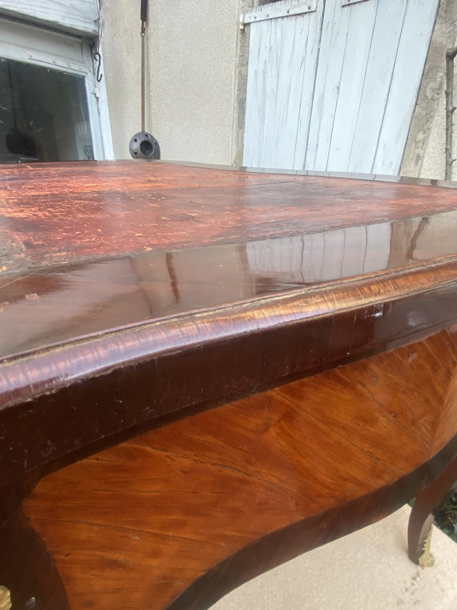 Large Louis XV Minister's Desk Signed Boudin, In Rosewood And Palisander Marquetry, 18th Century-photo-3