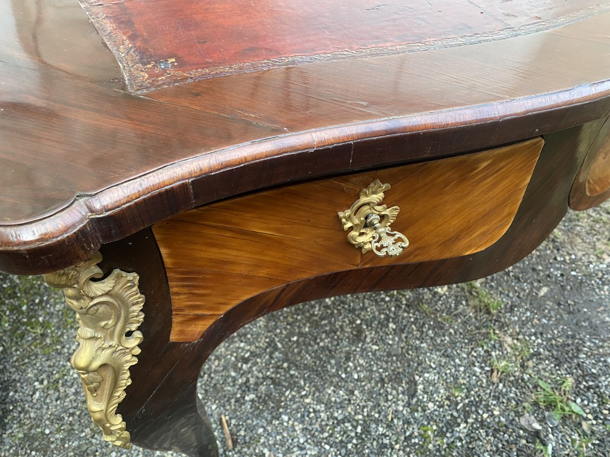 Large Louis XV Minister's Desk Signed Boudin, In Rosewood And Palisander Marquetry, 18th Century-photo-6