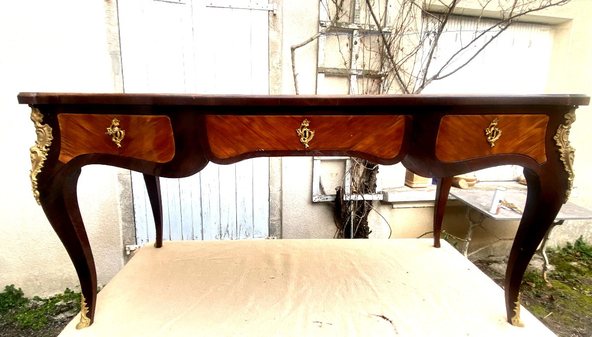 Large Louis XV Minister's Desk Signed Boudin, In Rosewood And Palisander Marquetry, 18th Century-photo-8