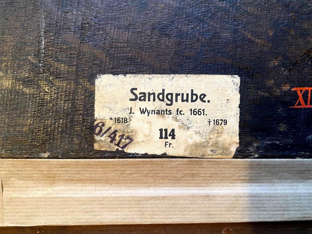  Beau Paysage Animé , fine huile sur chêne du Peintre J. Wynants Fc. 1661 , dans son cadre doré-photo-5