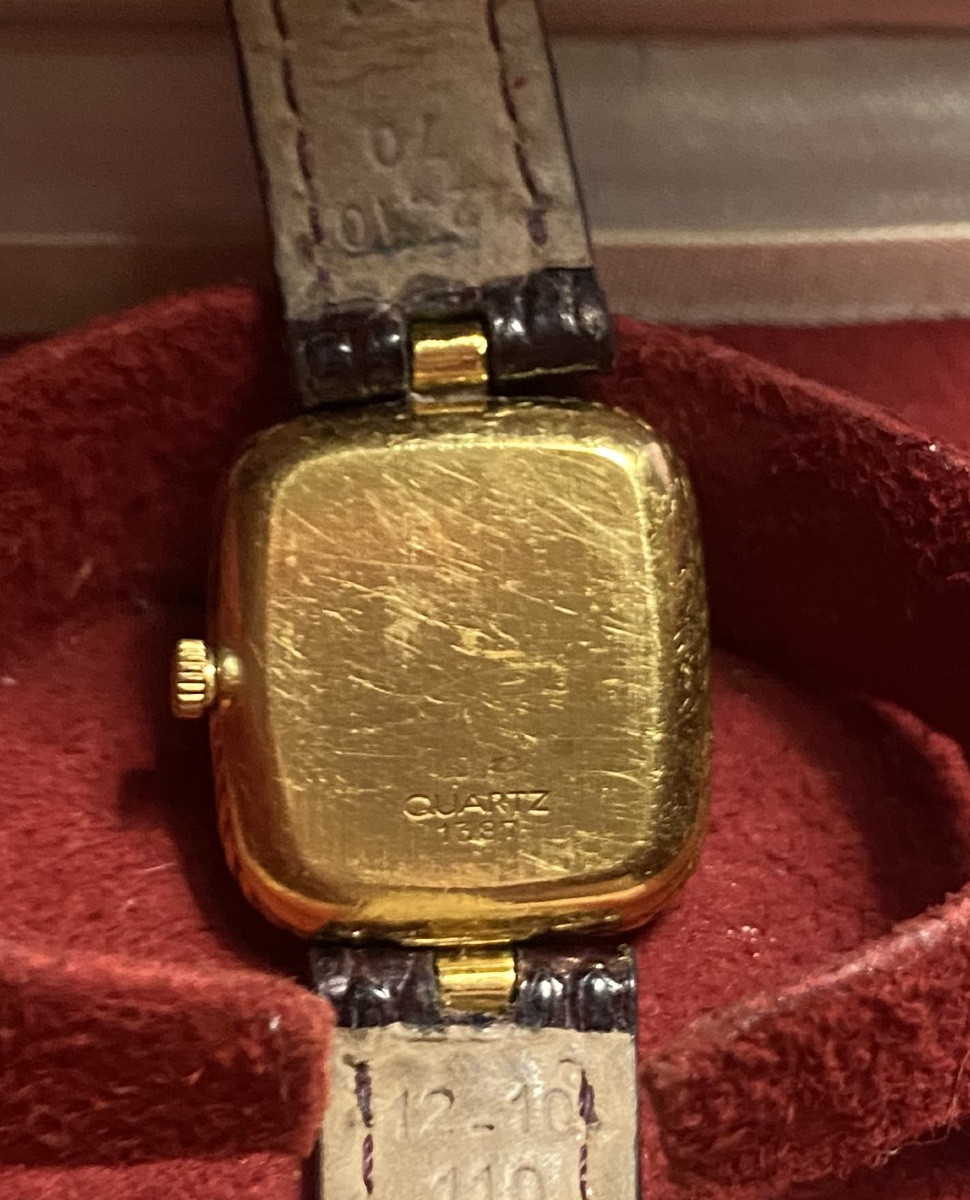  Beautiful Rectangular Gold Ladies' Watch With A Lizard Strap, Omega Brand, Hallmarked, Quartz Movement-photo-6