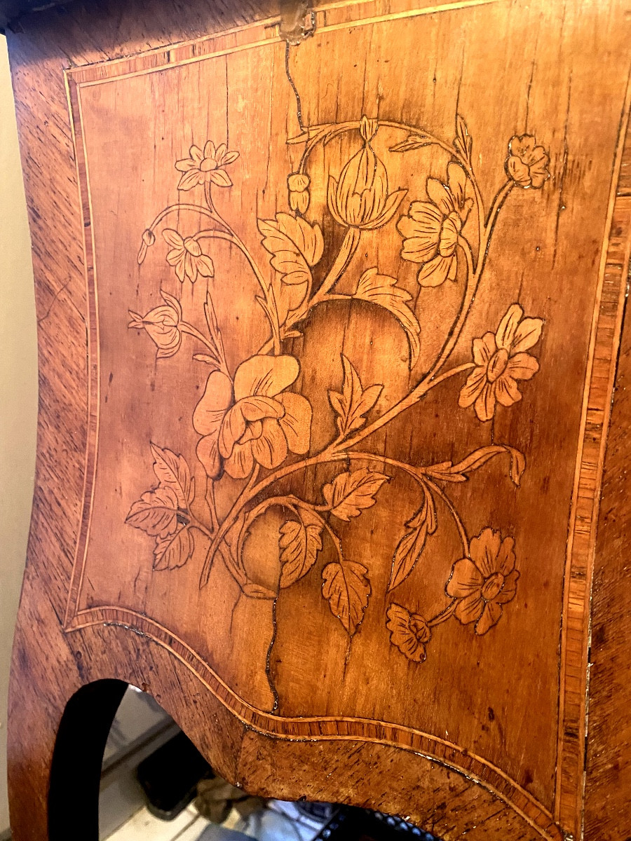 Late 18th Century Swiss Louis XV Style Louis XV Style Salon Cabinet, Richly Inlaid With Marquetry, Double Marble Gallery-photo-1