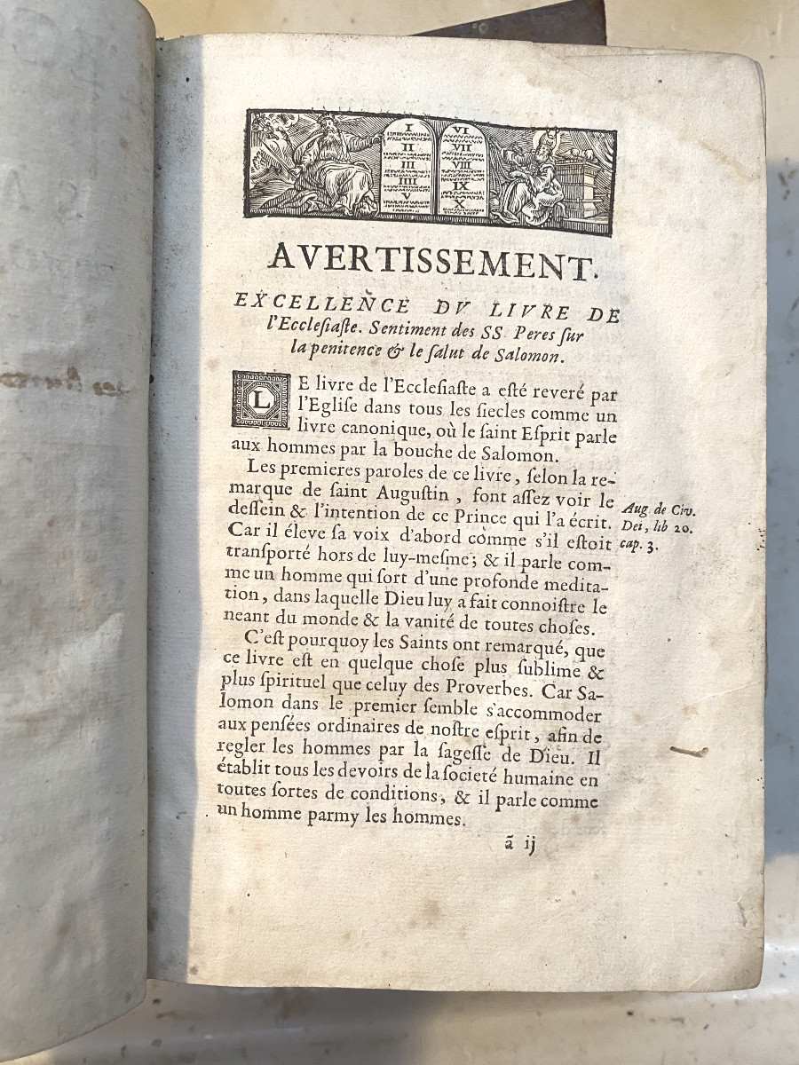 2 vol.In8 17ème: l'Ecclésiaste de Salomon & le Cantique des Cantiques . Trad. Française De Sacy-photo-3