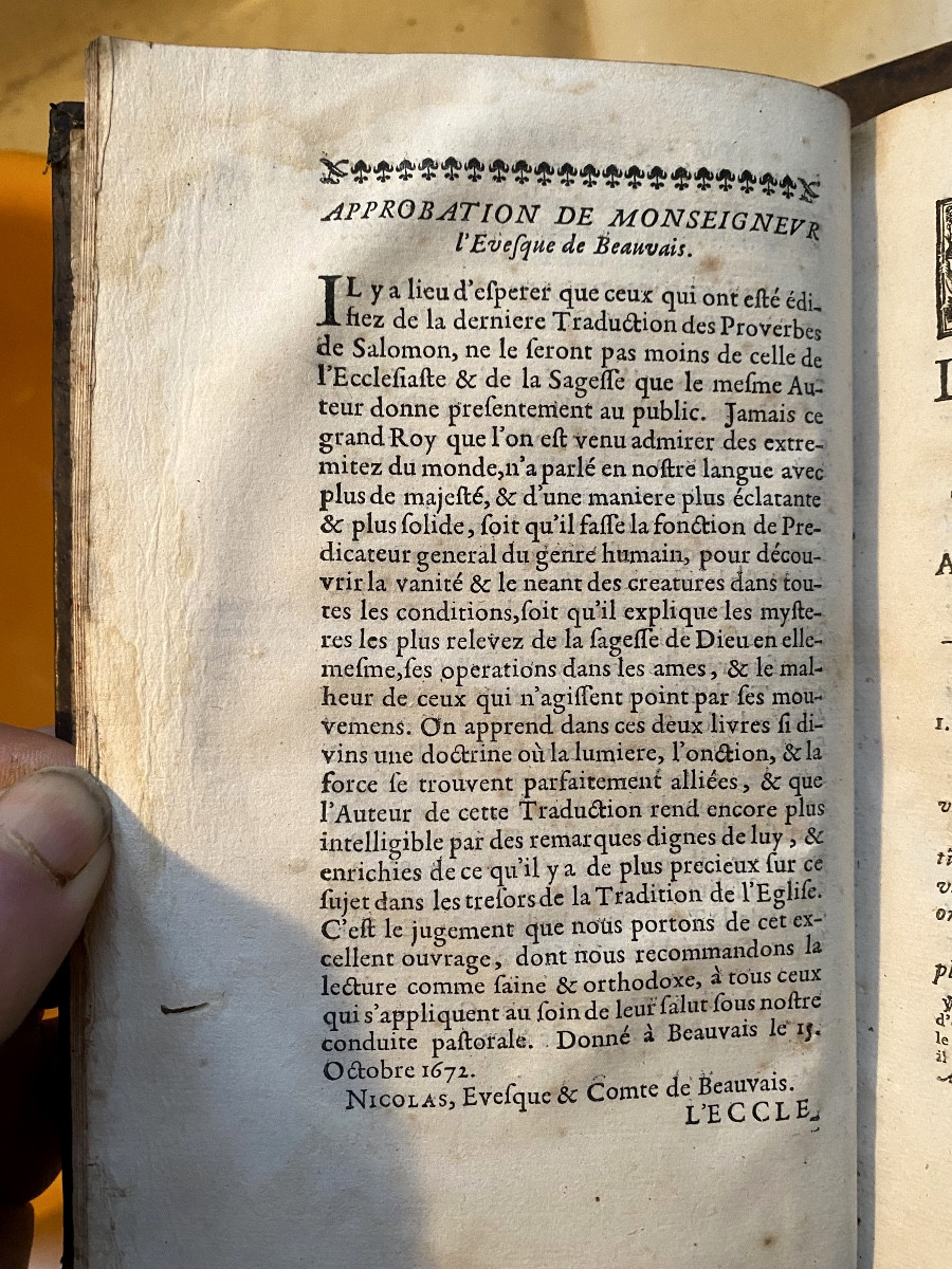 2 vol.In8 17ème: l'Ecclésiaste de Salomon & le Cantique des Cantiques . Trad. Française De Sacy-photo-5