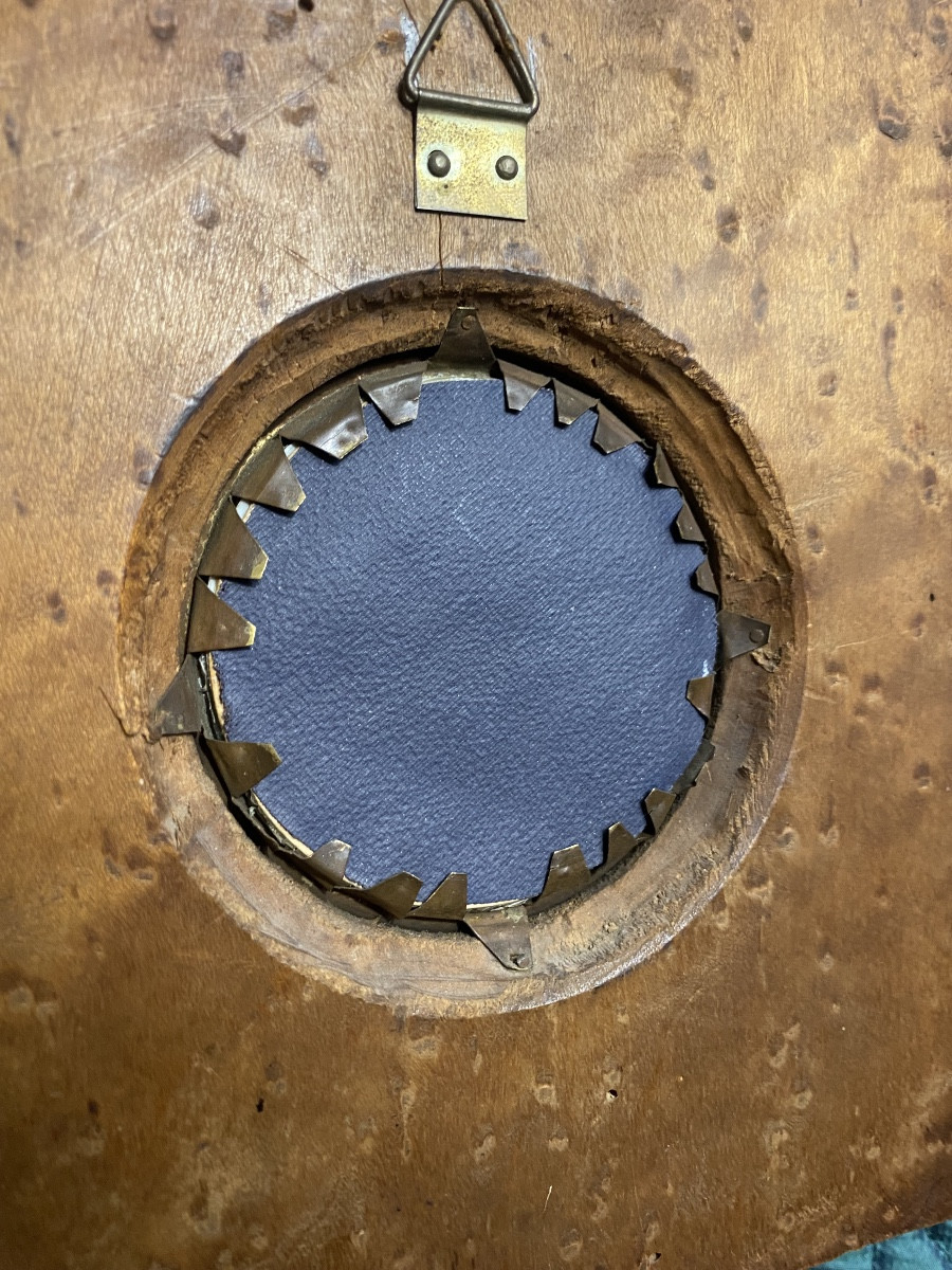 Presented In A Light Burl Wood Frame, Pretty Peasant Woman With A Basket, Miniature S/ivory-photo-2