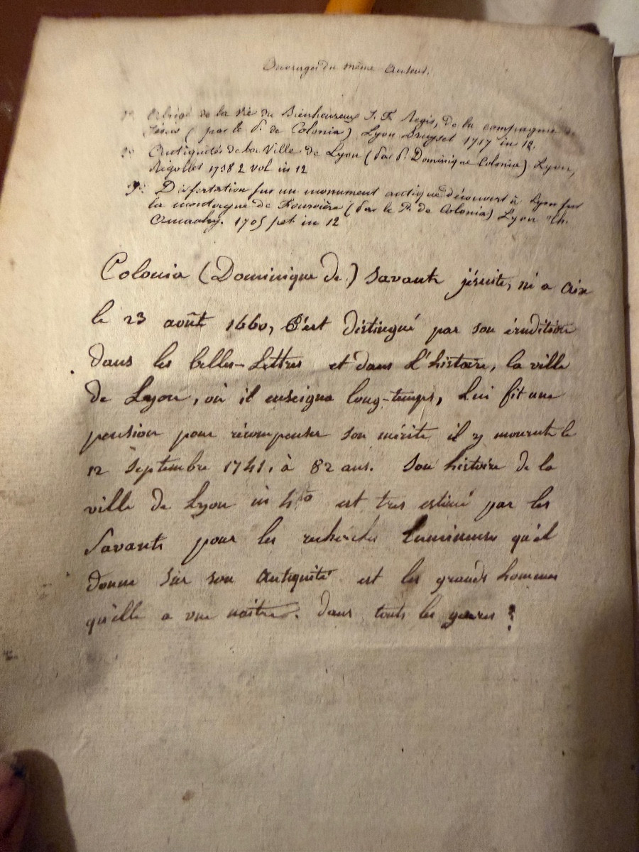  Rare :"Histoire Littéraire de la Ville de Lyon " , avec une Bibliothèque des Auteurs Lyon.1728-photo-8