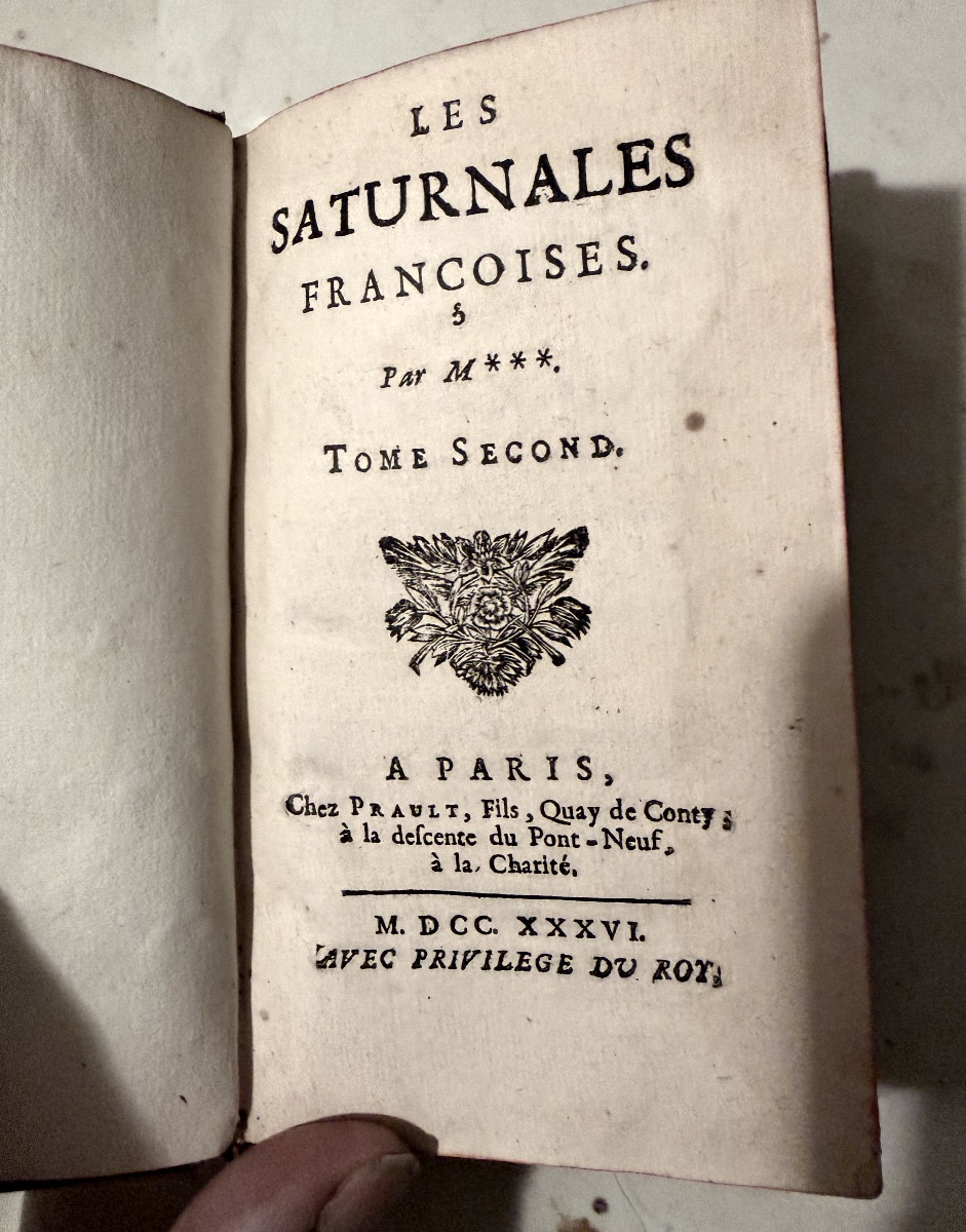 2 Vol. In12 en reliure prestigieuse de veau glacé blond: "Les Saturnales Françaises" par M.-photo-4
