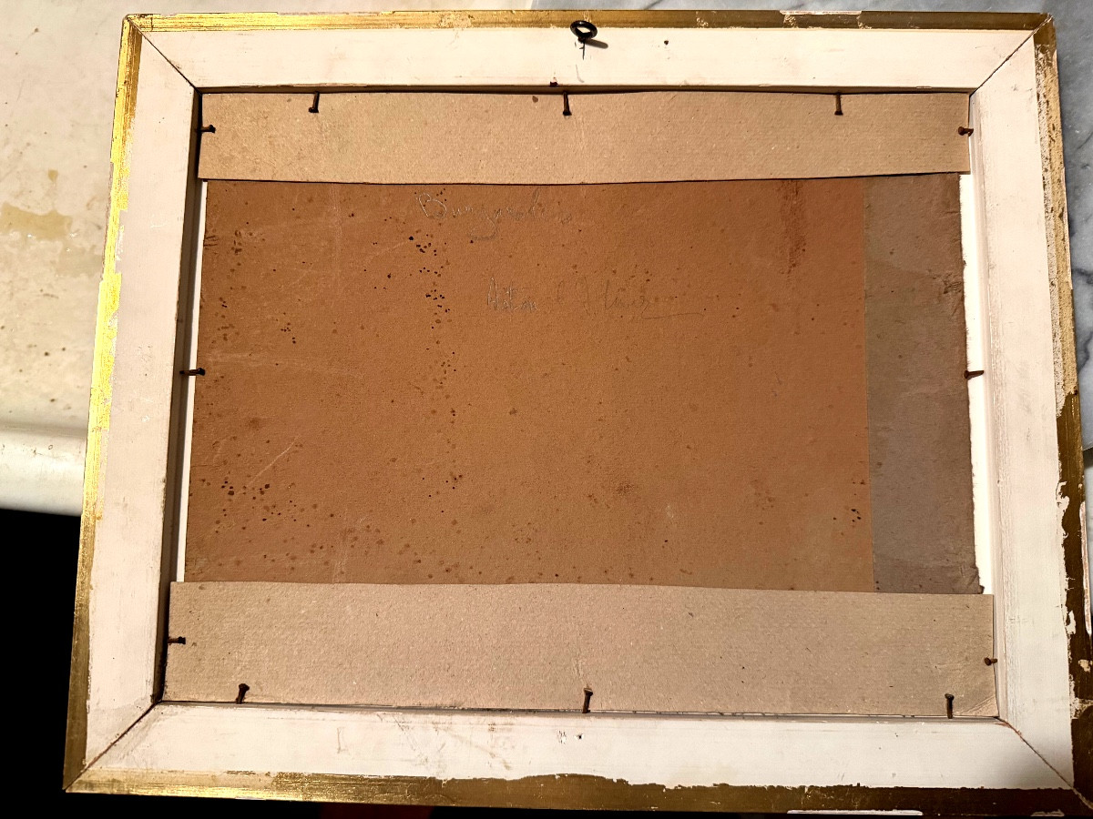 Huile de Neige en montagne oeuvre/ carton à peindre début du XXème encadrée , signée Bargarolès-photo-3