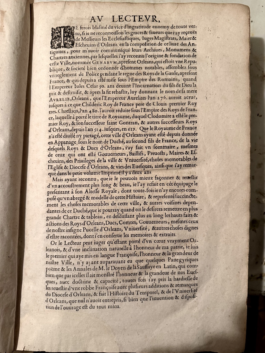  Folio Volume From 1648, Orléans: "history & Antiquities Of The City And Duchy Of Orléans". F. Le Maire-photo-4