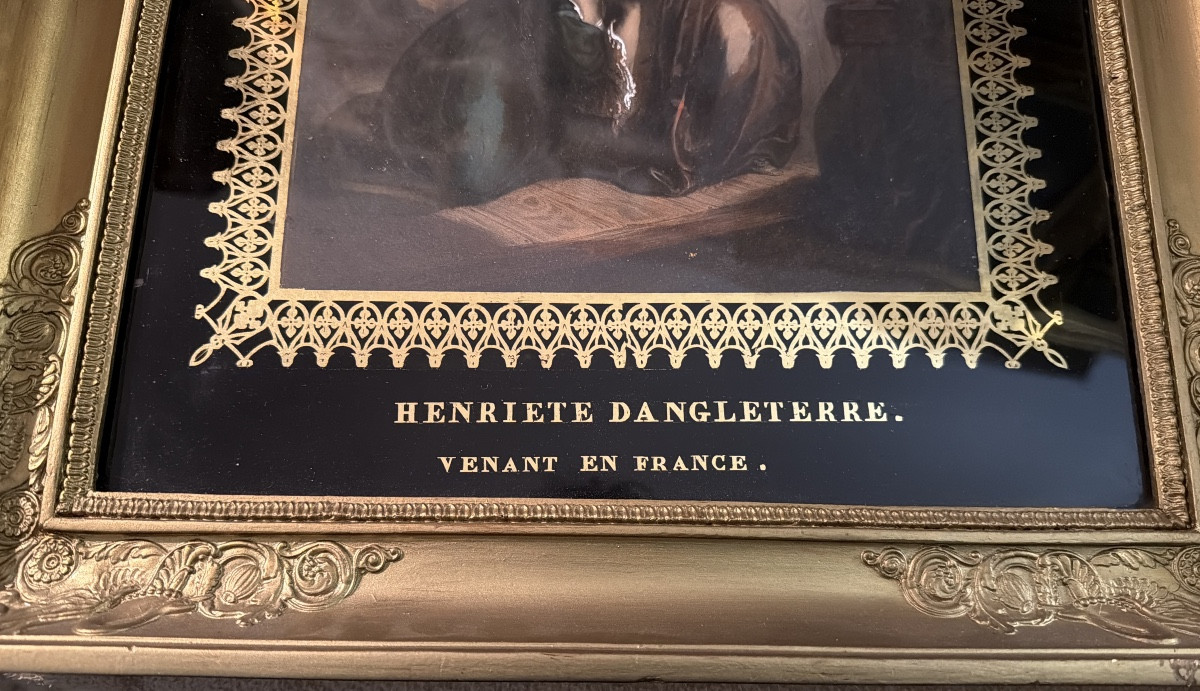 Pair Of Charles X Period Reverse Glass Paintings In Their Romantic-style Palmette Frames-photo-3