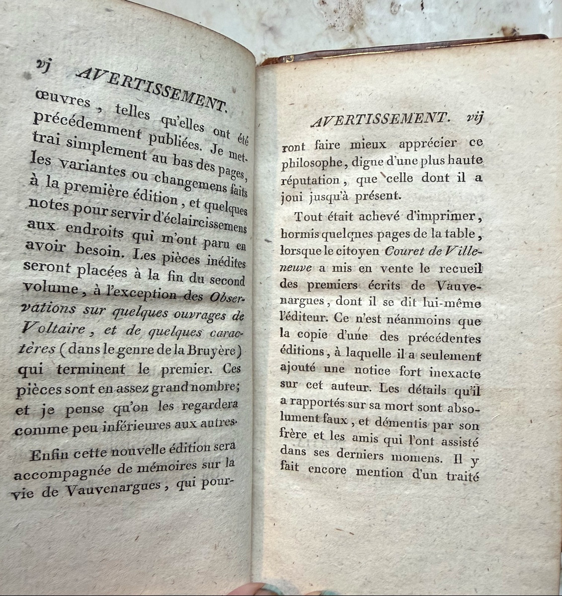 2 Vol. In12: "complete Works Of Vauvenargues", Revised And Augmented Edition. Paris Delange 1797.-photo-3