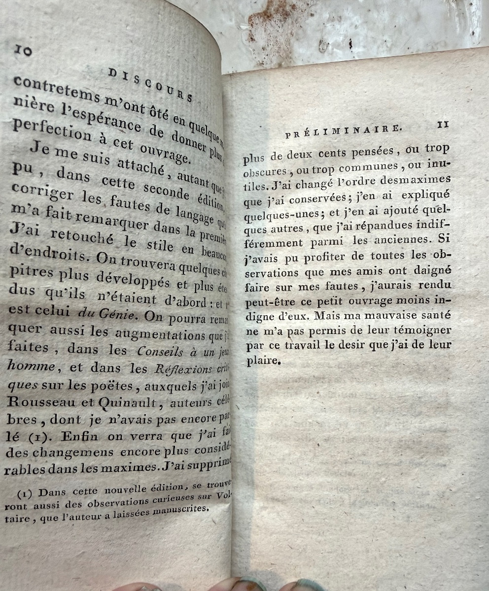 2 Vol. In12: "complete Works Of Vauvenargues", Revised And Augmented Edition. Paris Delange 1797.-photo-7