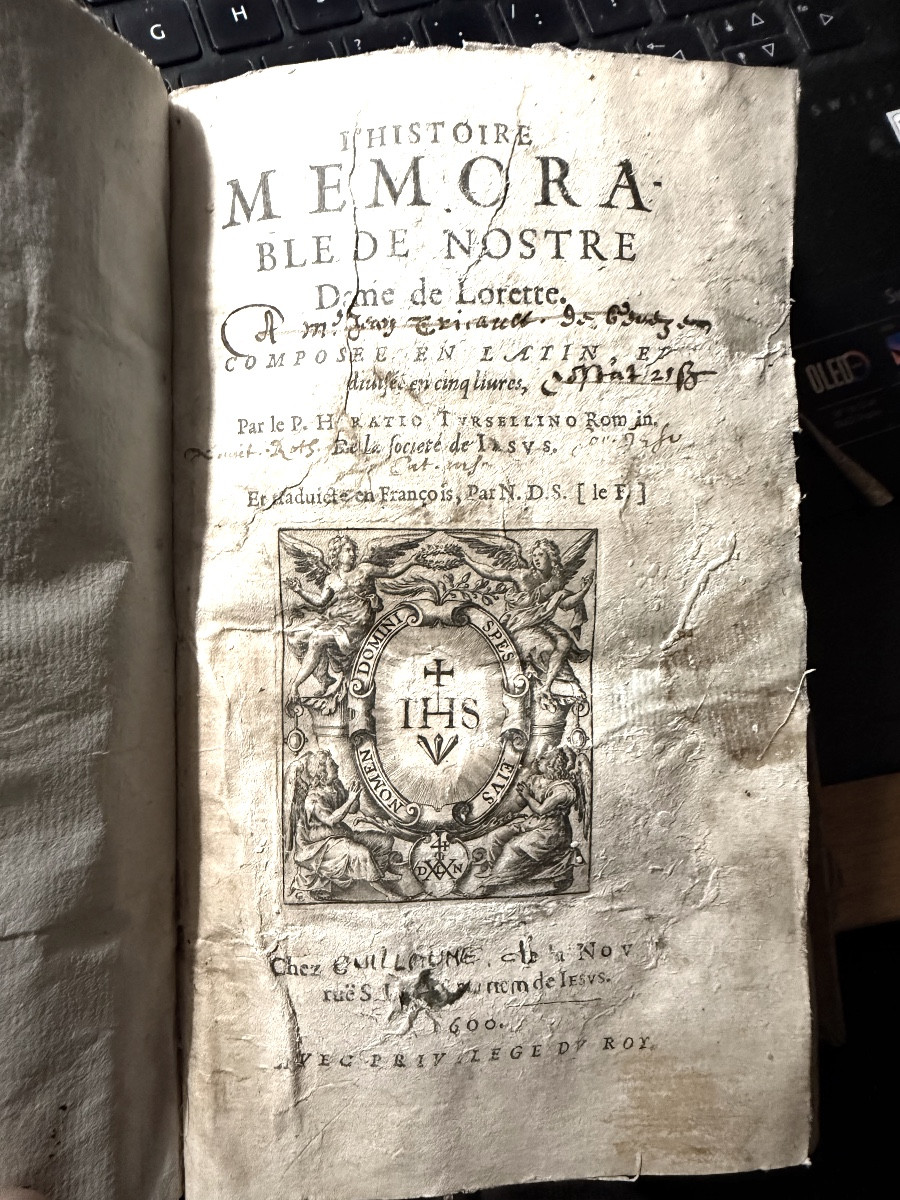 Velin souple de 1600 "Histoire Mémorable de Nostre-Dame de Lorette par le P. Horatio Tursellino-photo-3