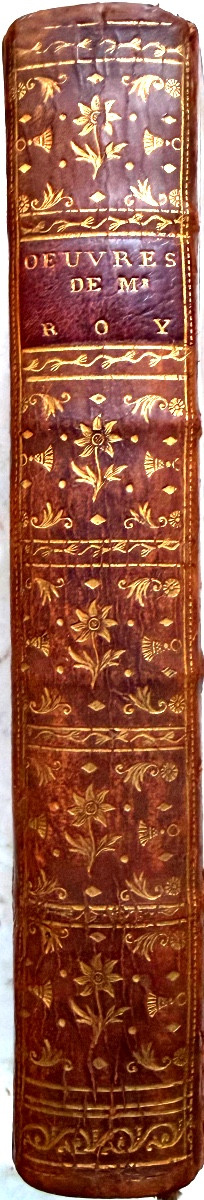 Vol.In8 , deux tomes de 1727 , veau blond  "Oeuvres Diverses de Mr Roy" , Elogues Odes Discours