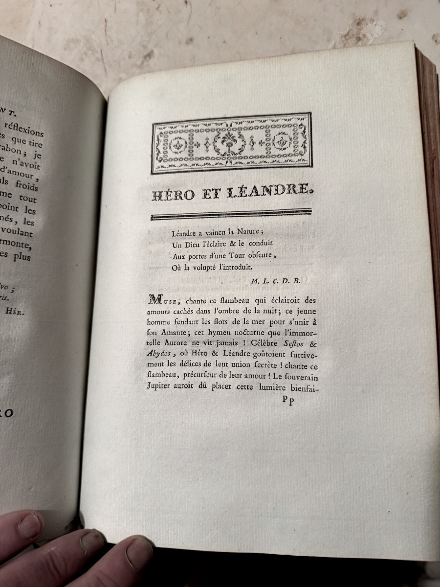 Vol In 4 en  veau blond de 1775 "Anacréon , Sapho , Bion et Moschus" suivie de la Veillée &cc..-photo-8