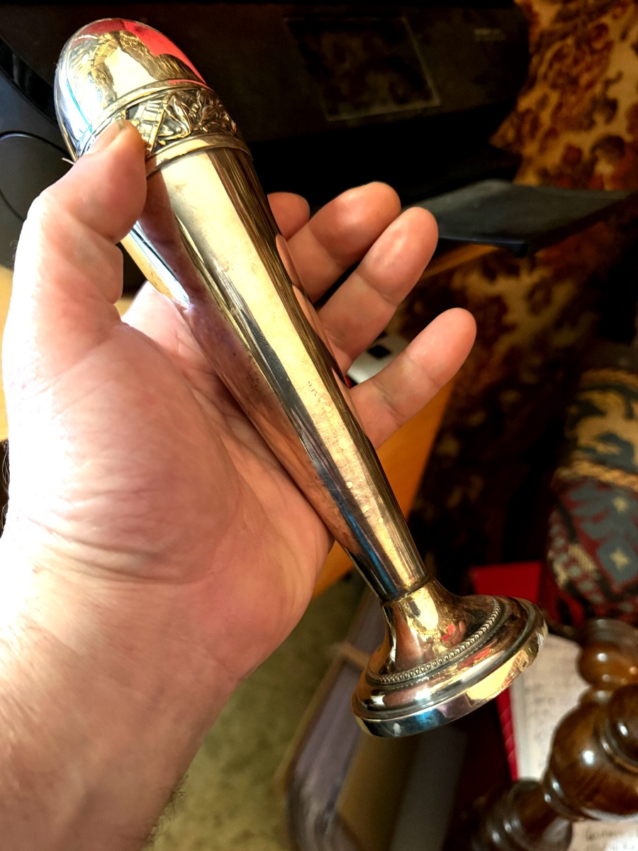 Pair Of Art Déco Vases By Durousseau Un Silver Plate Métal Form Obus-photo-3