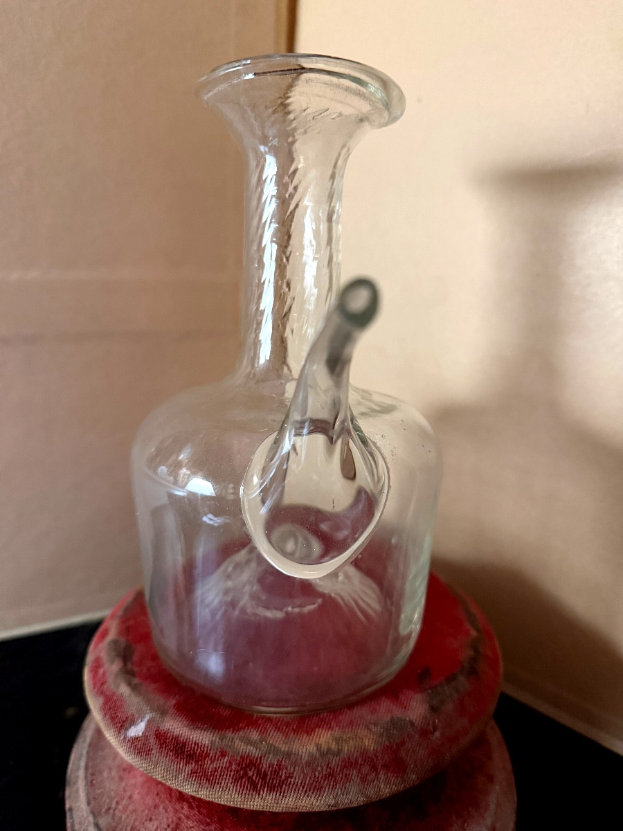 Alchemist's Blown White Glass Flask With Flared Neck And Angled Spout, Late 18th Century-photo-2