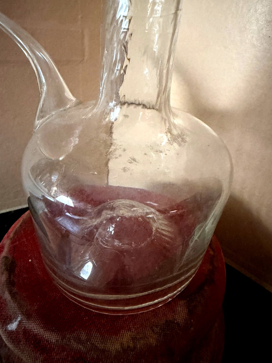 Alchemist's Blown White Glass Flask With Flared Neck And Angled Spout, Late 18th Century-photo-3