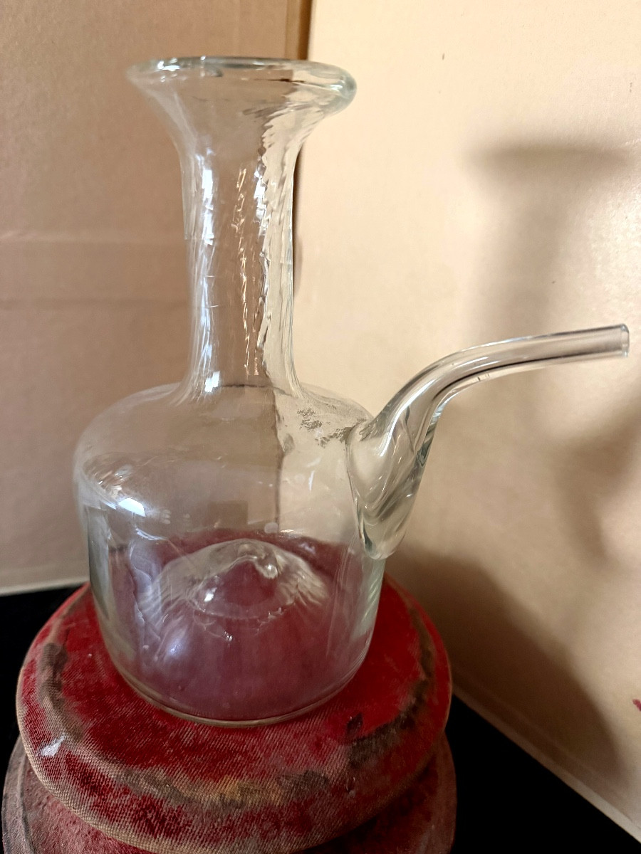 Alchemist's Blown White Glass Flask With Flared Neck And Angled Spout, Late 18th Century-photo-4