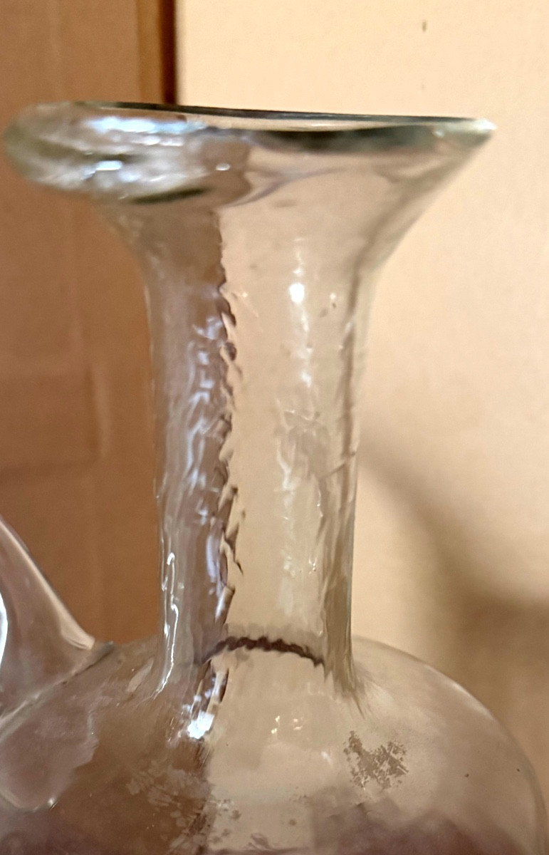 Alchemist's Blown White Glass Flask With Flared Neck And Angled Spout, Late 18th Century-photo-6