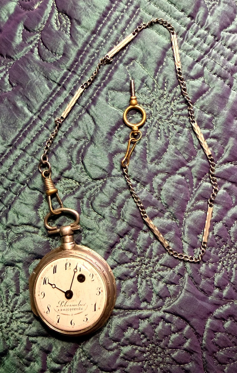  Very Beautiful Silver Pocket Watch With A Rooster Motif By Lebeissclier Of Briquebec And Its Chain, Late 18th Century-photo-3