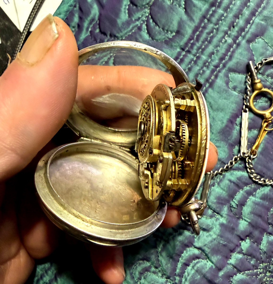  Very Beautiful Silver Pocket Watch With A Rooster Motif By Lebeissclier Of Briquebec And Its Chain, Late 18th Century-photo-2