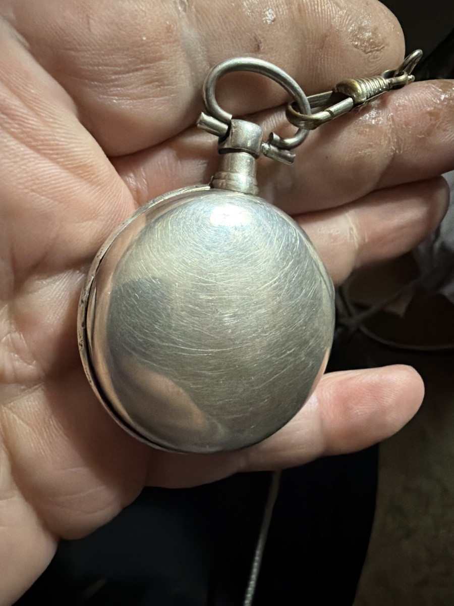  Very Beautiful Silver Pocket Watch With A Rooster Motif By Lebeissclier Of Briquebec And Its Chain, Late 18th Century-photo-7